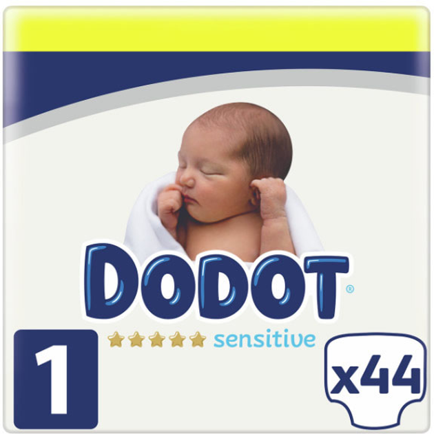 Pieluszki Dodot Sensitive Rozmiar 1 2-5 kg 44 szt (8006540170656) - obraz 1