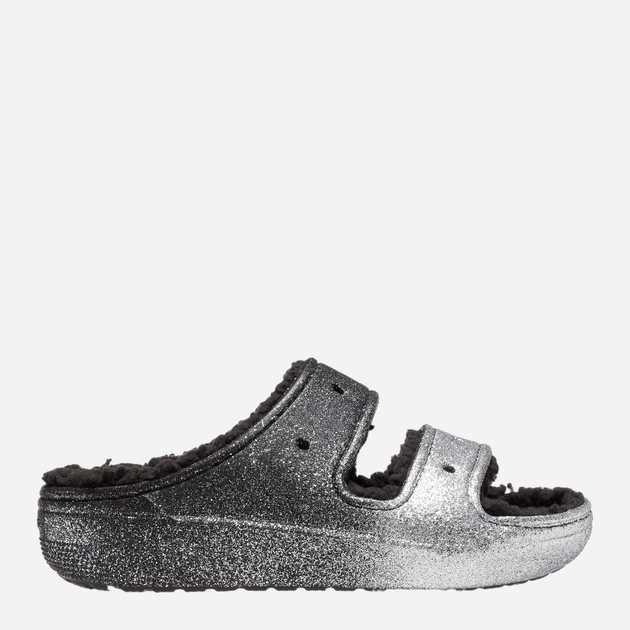 Klapki damskie z futerkiem Crocs Classic Cozzzy Glitter CR208124 37-38 (M5/W7) 23 cm Czarny/Srebrny (196265168163) - obraz 1