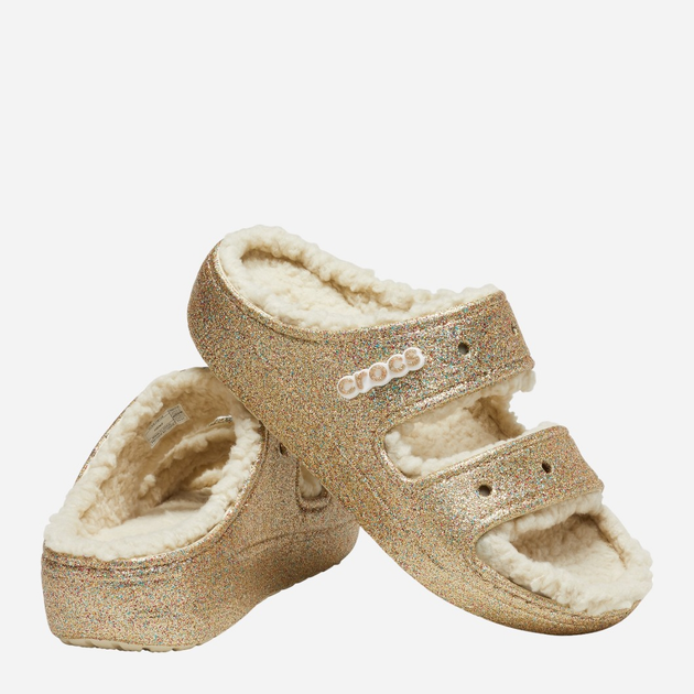 Klapki damskie z futerkiem Crocs Classic Cozzzy Glitter CR208124 37-38 (M5/W7) 23 cm Złociste (196265168408) - obraz 2