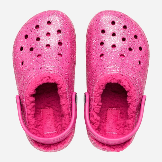 Дитячі крокси-сабо утеплені для дівчинки Crocs Classic Lined Glitter CR207463 22-23 (C6) 13.6 см Темно-рожеві (196265137916) - зображення 4