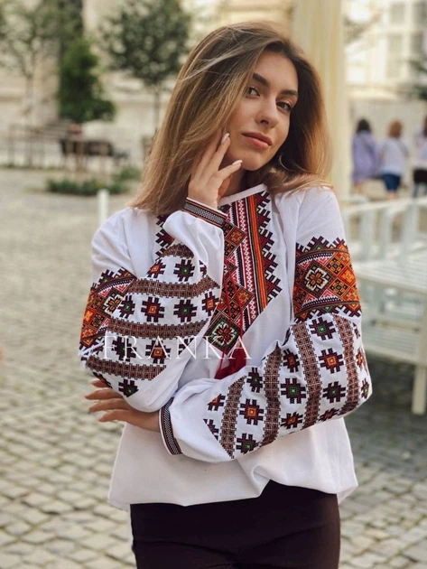 Вишукана жіноча вишиванка біла "Устинія" на домотканому полотні 12156-48 (L) - Фото 5 Вишукана жіноча вишиванка біла "Устинія" на домотканому полотні 12156-48 (L) - зображення 5