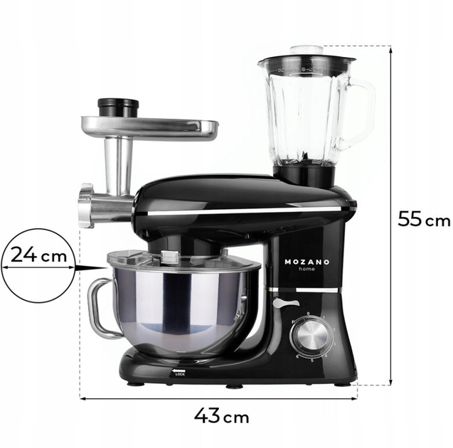 Кухонний комбайн Mozano Kitchen Assistant 2300 Вт AGD/ROB/02#BLACK - изображение 5