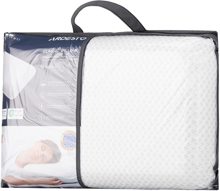 Подушка ортопедична Ardesto Sleepwell Memory foam Прямокутна Біла 60х40х12 см (ART6040CLP) - зображення 12