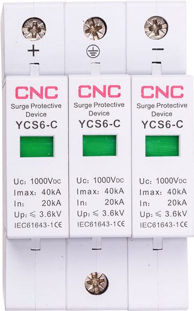 Ограничитель импульсных перенапряжений CNC YCS6/3P-C 20-40KA DC1000V DC ...