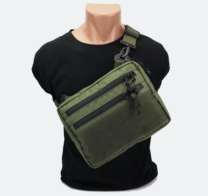 Сумка нагрудная OLIVE Velcro CROSSBODY OXFORD 600D, сумка через плечо тактическая - изображение 1