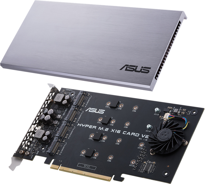 Плата-адаптер Asus PCIe Hyper M.2 X16 PCIe 3.0 X4 Expansion Card V2 - 128 Gbps (90MC06P0-M0EAY0) (N1C0CS03P624SCA) - Уцінка - зображення 1