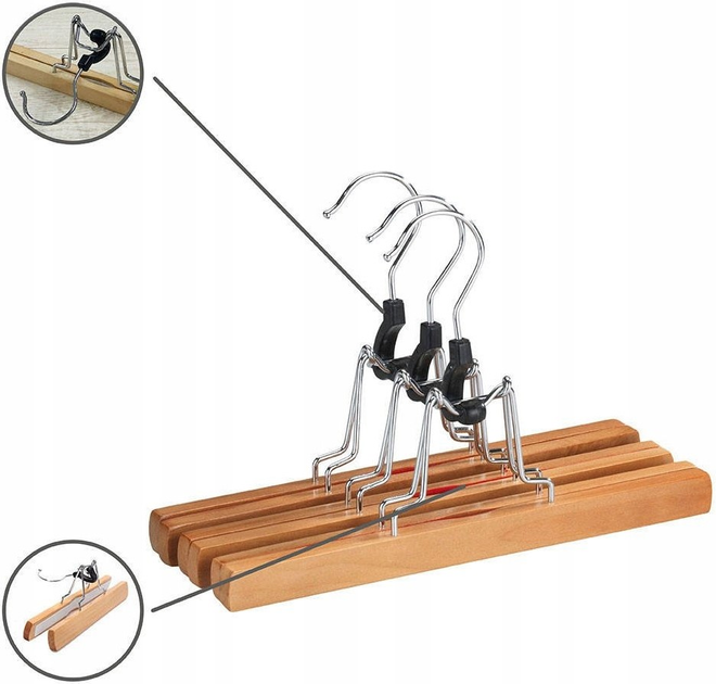 Набір вішалок для одягу Wenko дерев'яних 3 шт (4027285190062) - зображення 2