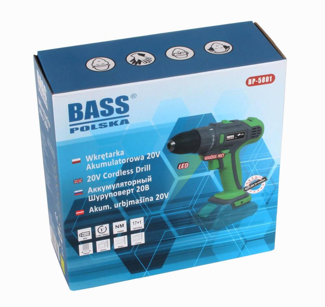 Wkrętarka akumulatorowa Bass Polska 20 V Li-Ion 30 Nm 5801 bez akumulatora i ładowarki (5902067615041) - obraz 6