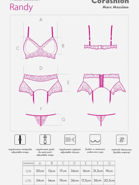 Еротичний комплект (бюстгальтер + трусики + пасок для панчох) жіночий CoFashion Randy Cf 90435 L-XL Бордовий (5902767122566) - зображення 5