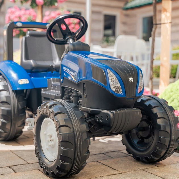 Traktor dziecięcy Falk New Holland na pedały z przyczepą Niebieski (3016200309024) - obraz 4