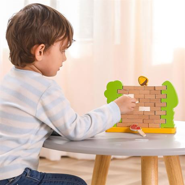 Дерев'яна настільна гра Viga Toys Стіна з цеглинок (6971608445668) - зображення 6