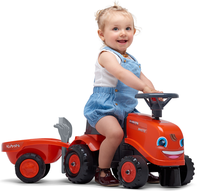 Дитячий трактор-каталка Falk 260C Kubota з причепом Жовтогарячий (3016200026037) - зображення 3