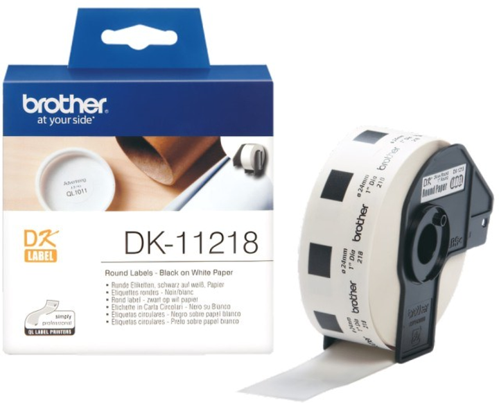 Стрічка для етикеток Brother DK-11218 24 мм White 1000 шт - зображення 1