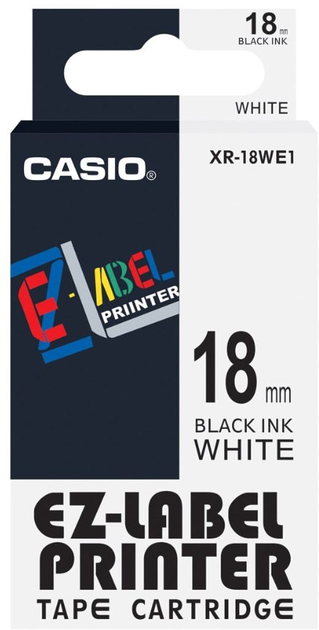 Стрічка для етикеток Casio XR-18WE1 18 мм x 8 м White/Black - зображення 1