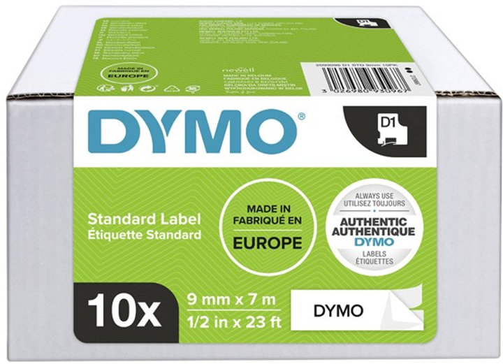 Стрічка для етикеток Dymo S0720680 D1 9 мм x 7 м White/Black (5411313409339) - зображення 1