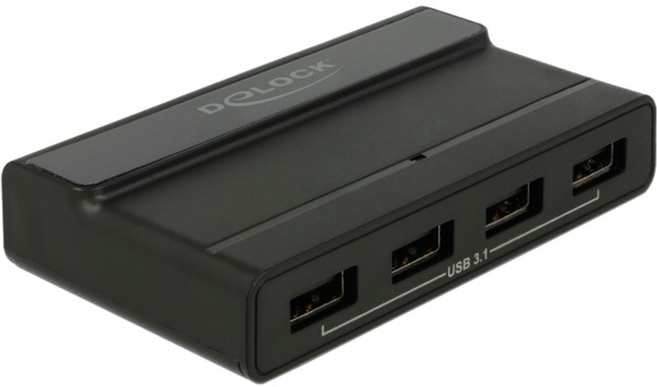 USB-хаб Delock External USB 3.2 Hub 4 Port with 10 Gbps Black (4043619640539) - зображення 1