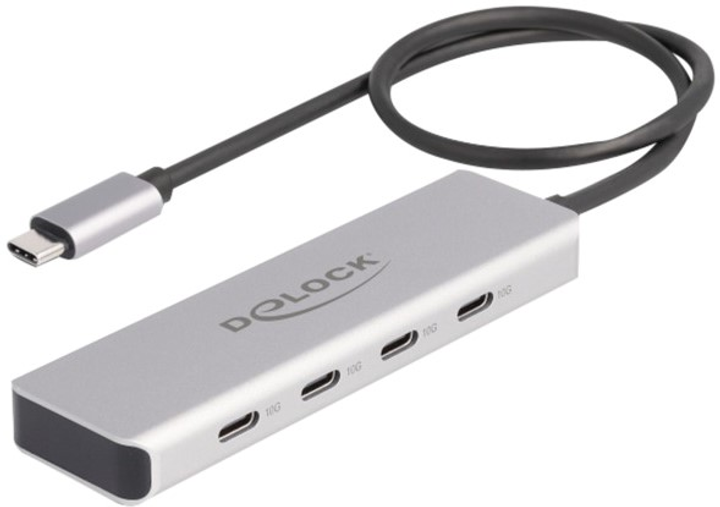 USB-хаб Delock USB 10 Gbps USB Type-C Hub with 4 x USB Type-C Grey (4043619642311) - зображення 1