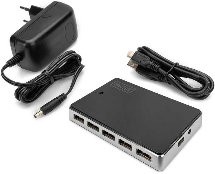 Hub USB Digitus USB 2.0 10 portów Czarny (DA-70229) - obraz 6