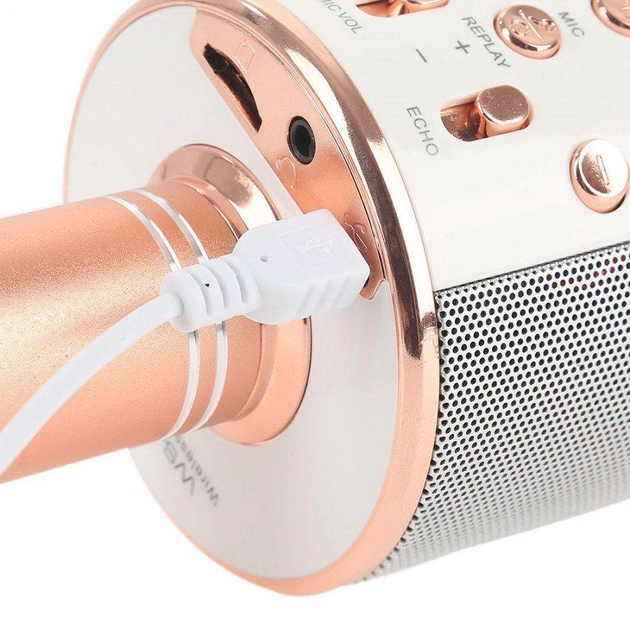 Мікрофон караоке WSTER WS-858 Bluetooth rose gold - зображення 5