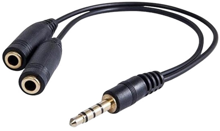 Кабель Logo Audio Redukce Jack 3.5 мм - 2 x Jack 3.5 мм Stereo M/F 0.2 мм Чорний (8590274727359) - зображення 1