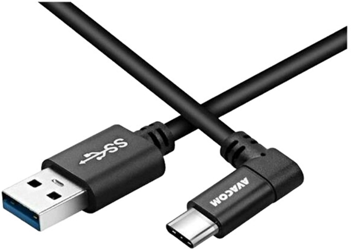 Кабель Avacom 90 Degree Angle Connector 3.1 USB Type-A - USB Type-C M/M 1 м Чорний (DCUS-TPCLR-10K) - зображення 1