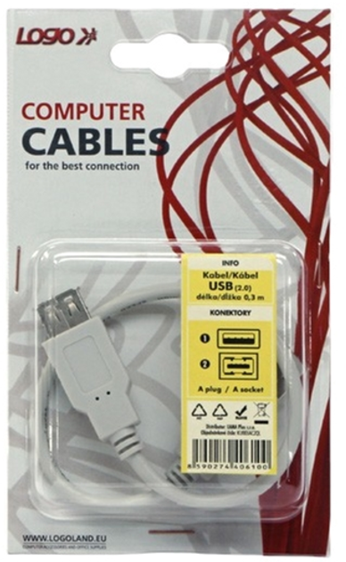 Кабель Logo 2.0 USB Type-A - USB Type-A M/F 0.3 м Білий (8590274406100) - зображення 3