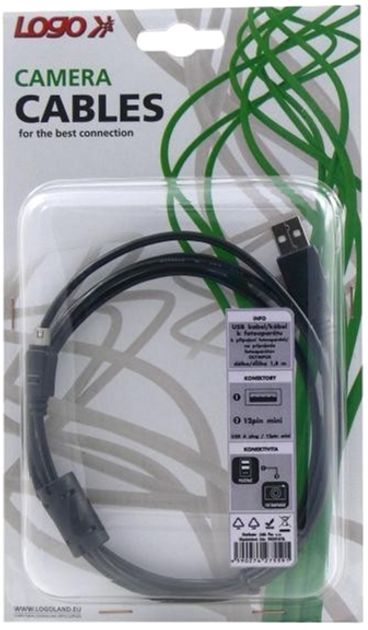 Kabel Logo do Olympus 2.0 USB Type-A - 12-pin M/M 1.8 m Czarny (8590274275591) - obraz 2