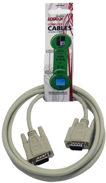 Kabel Logo KM02012N0L Video VGA D-Sub - VGA D-Sub M/M 2 m Szary (8590274462229) - obraz 3