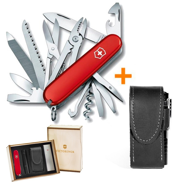 Комплект Ніж Victorinox Handyman Red 1.3773 + Чохол із ліхтариком Police - зображення 1