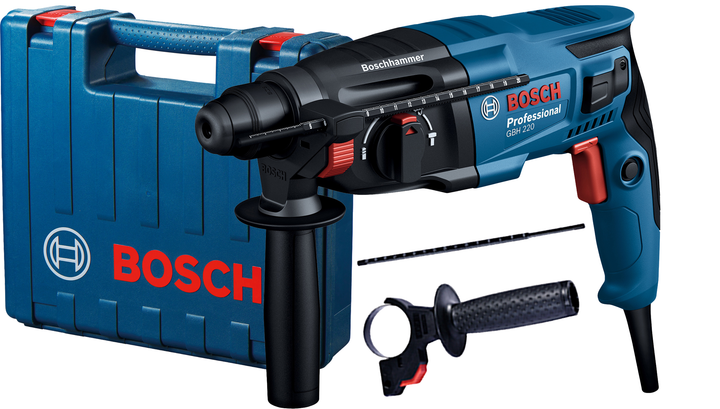 Набор Перфоратор сетевой Bosch Professional GBH 220, 720 Вт, 2дж, 4800 уд.мин, чемодан (06112A6020) + Лазерный дальномер Bosch Professional GLM 50-22 с чехлом и батарейками (0601072S00) - изображение 2