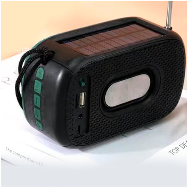 Портативная колонка TG 632 c функцией громкой связи, радио, фонарь, солнечная батарея, зелёная - Фото 2 Портативная колонка TG 632 c функцией громкой связи, радио, фонарь, солнечная батарея, зелёная - изображение 2