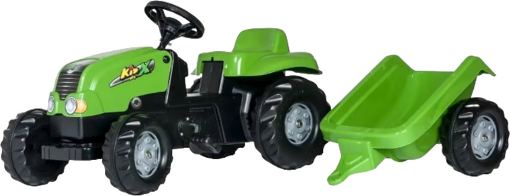 Rower Traktor Rolly Toys RollyKid-X z przyczepą Zielony (4006485012169) - obraz 1