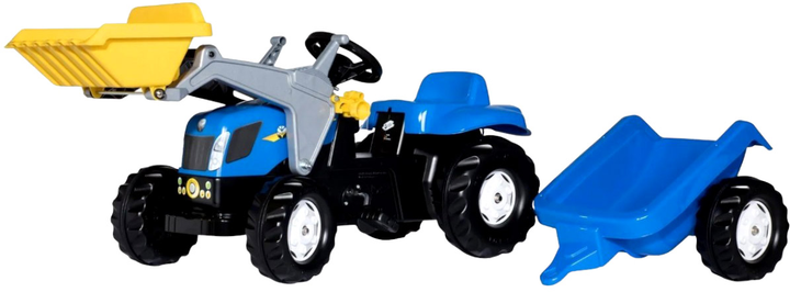 Traktor Rolly Toys RollyKid-X New Holland z przyczepą i łyżką Niebiesko-żółty (4006485023929) - obraz 1