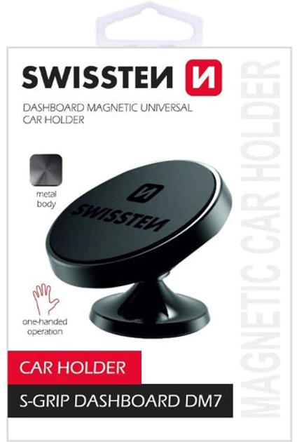 Автотримач для телефону Swissten Magnetic S-Grip Dashboard DM7 Чорний (65010421) - зображення 2