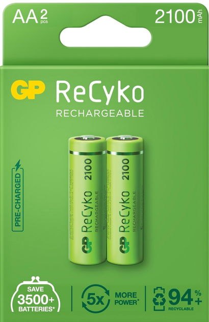 Акумулятор GP ReCyko AA HR6 2100 mAh 1.2V 2 шт (4891199186431) - зображення 1