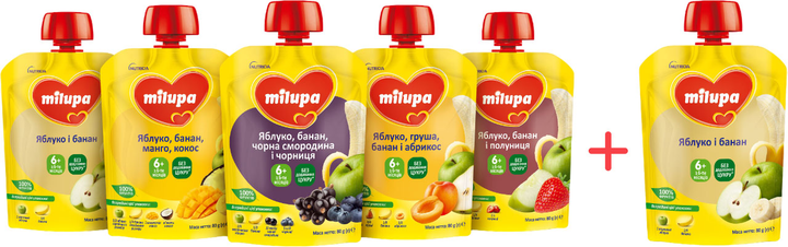 Набор Milupa Фруктовая прогулка 80 г х 6 шт (4820226169376) - изображение 2