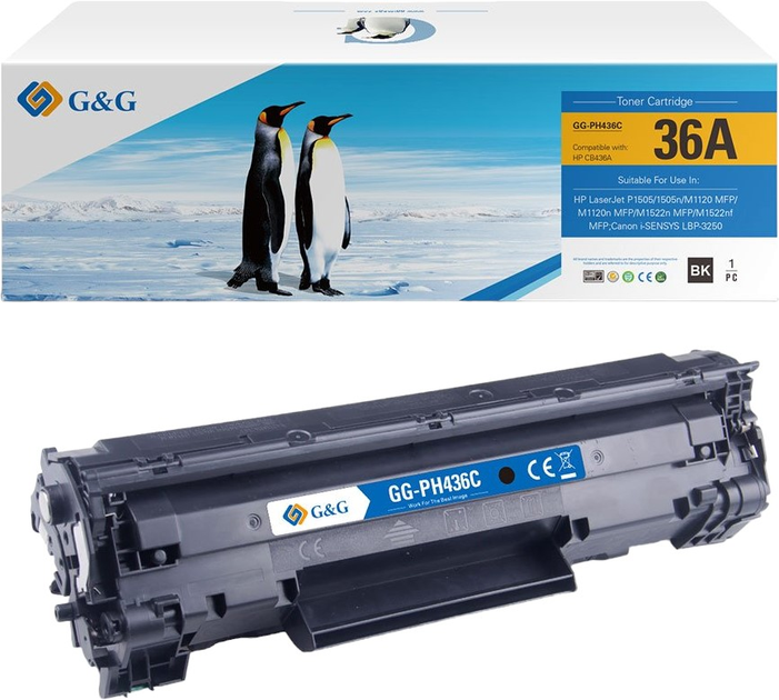 Toner G&G do HP CE285A CB435A CB436A CE278A Canon CRG128 7 NT-PH435LCU Black (NT-PH435LCU) - obraz 1