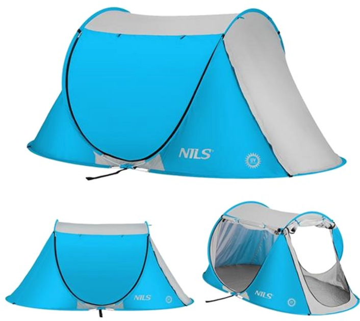 Пляжний намет Nils NC3043 Self-folding Блакитний (5907695523232) - зображення 3