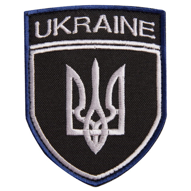 Шеврон нашивка на липучці Тризуб України UKRAINE, вишитий патч 7х9 см 4648949 - зображення 1