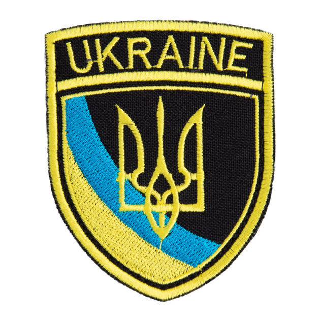 Шеврон нашивка на липучці Тризуб України UKRAINE, вишитий патч 6,5х8 см 4527723 - зображення 1