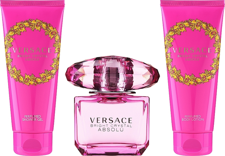 Zestaw prezentowy damski Versace Bright Crystal Absolu Kosmetyczka + Woda perfumowana 90 ml + Balsam do ciała 100 ml + Żel pod prysznic 100 ml (8011003884872) - obraz 2