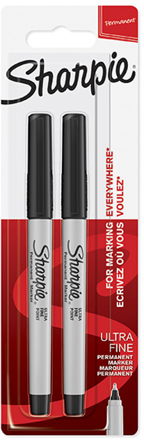 Marker Sharpie Ultra Fine 0.5 mm Czarny 2 szt (3501179858784) - obraz 1