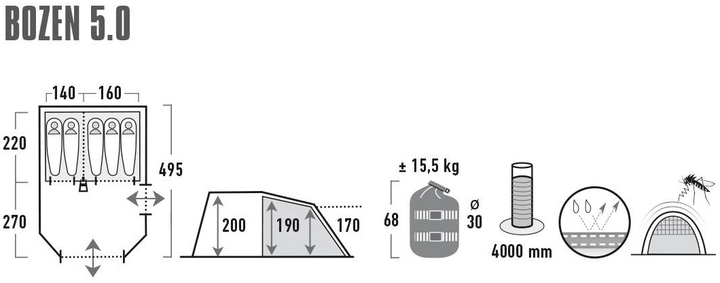 Namiot High Peak Bozen 5.0 11836 (4001690118361) - obraz 4