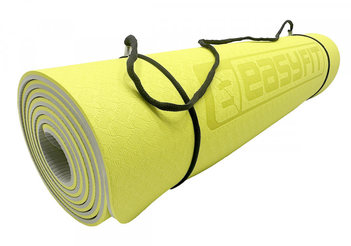 Коврик для йоги и фитнеса EasyFit TPE+TC 6 мм двухслойный лимонный-серый - изображение 3