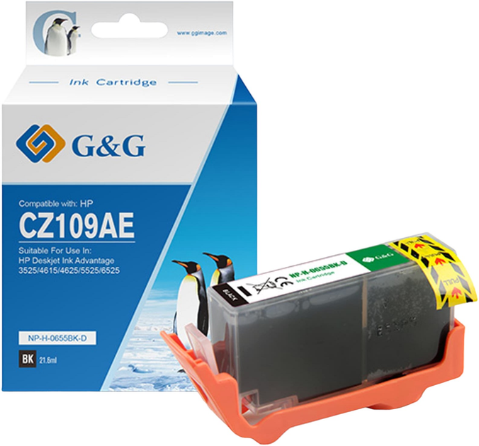 Tusz do drukarek G&G CZ109A do HPE Black 21.6 ml (NP-H-0655BK(HP655) - obraz 1