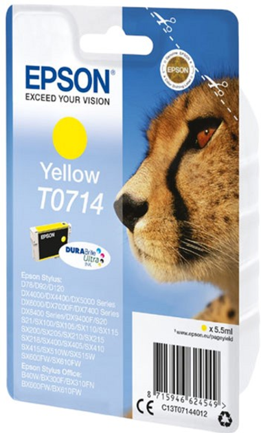 Tusz do drukarek Epson T0714 5.5 ml Yellow (C13T07144022) - obraz 1