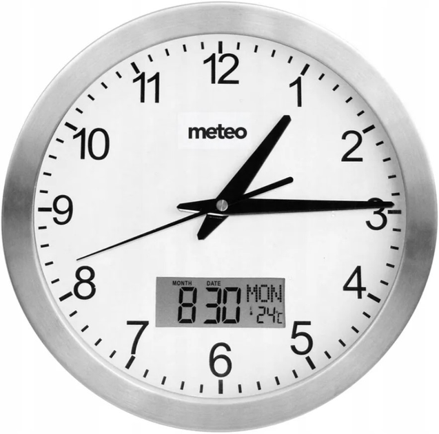 Настінний годинник Meteo Zp8 з термометром 23 см (5907265010018) - зображення 1