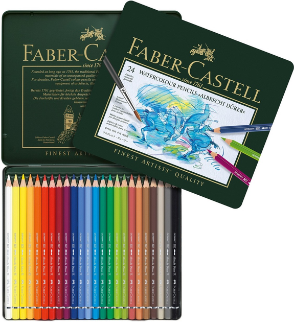 Zestaw kolorowych ołówków akwarelowych Faber-Castell Albrecht Dürer 24 sztuki (4005401175247) - obraz 2