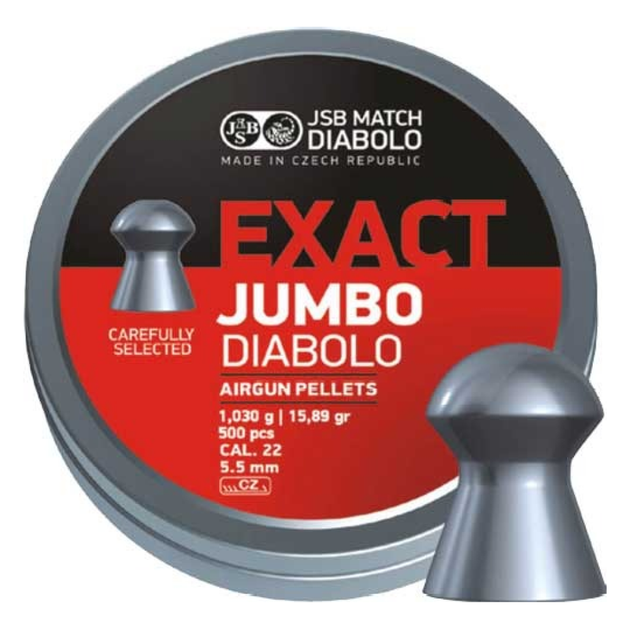 Кулі для пневматики JSB Diabolo Exact Jumbo (5,52 мм, 1,03 г, 500 шт) - зображення 1