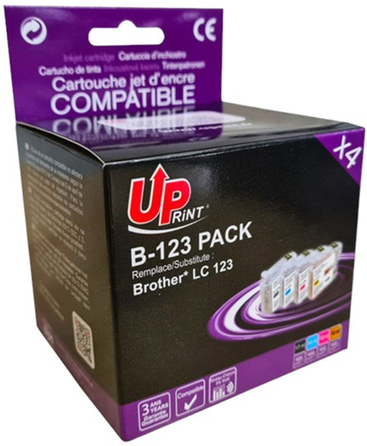 Набір картриджів UPrint B-123 PACK do Brother 4 pack 15 мл + 3 x 10 мл Black + Cyan + Magenta + Yellow (B-123 PACK) - зображення 1